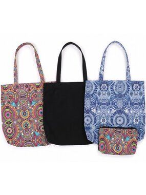 SAKROOTS Multicolor ONE THE GO Packable 3 Tote Set in Carrying Pouch NWT